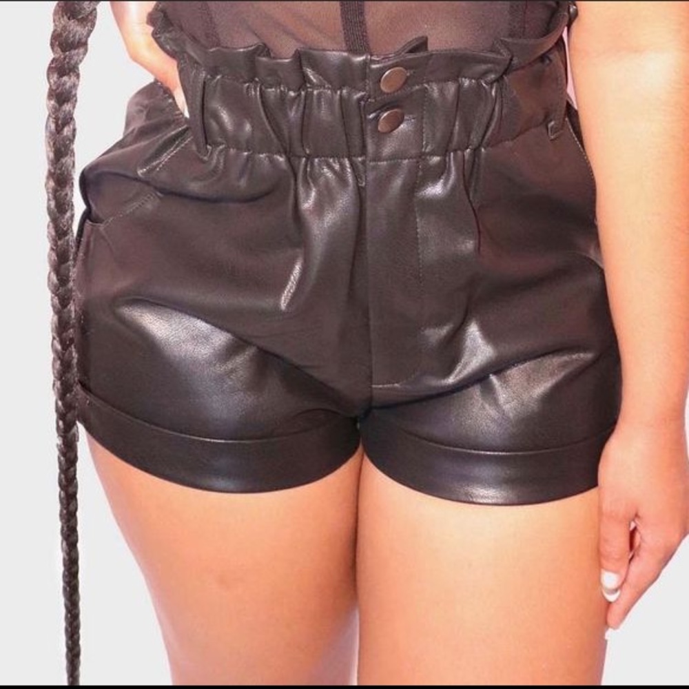 Black Leather Shorts. NEVER worn. Size S.